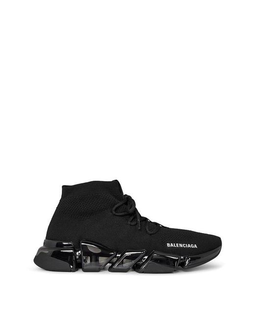 Balenciaga Black Speed 2.0 Clear Sole Lace-Up Sneakers for men