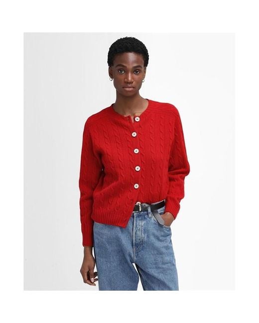 Barbour Red The Edit By Alexa Gail Cardigan