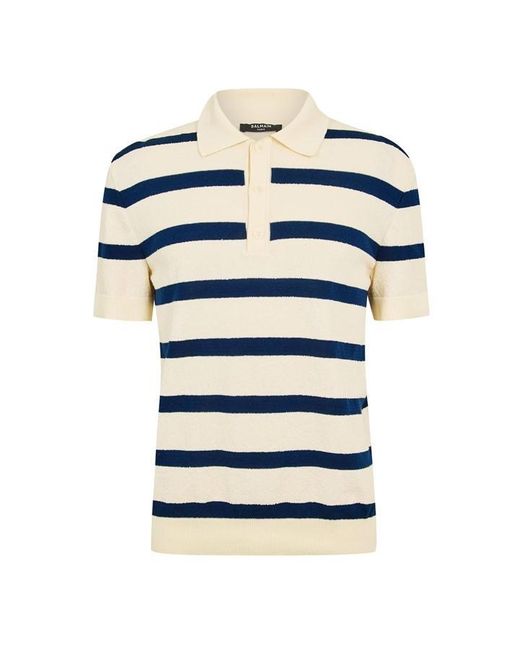 Balmain Blue Short Sleeve Polo Shirt for men