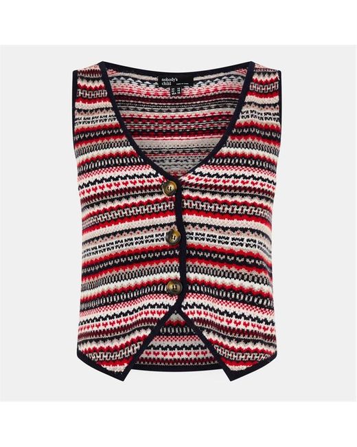 Nobody's Child Gray Fair Isle Waistcoat