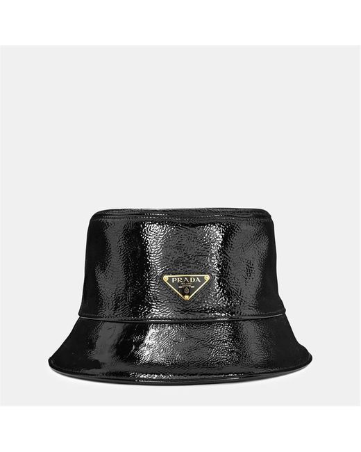 Prada Black Patent Bucket Hat