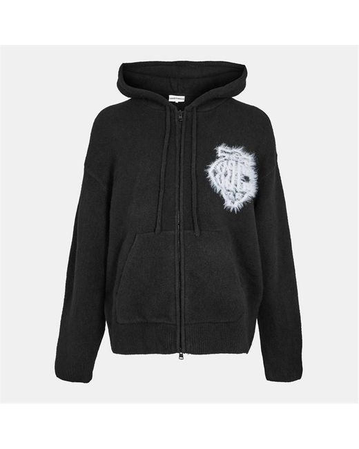 The Couture Club Blue Fluffy Knit Zip Hoodie for men