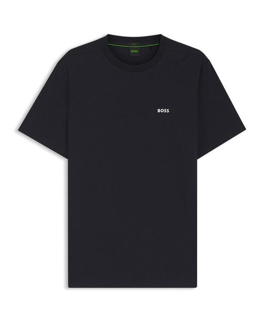 Boss Blue T-Shirt With Logo Design Stretch Cotton for men