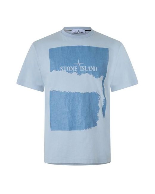 Stone Island Blue Stone Scratchprnt Ts Sn42 for men