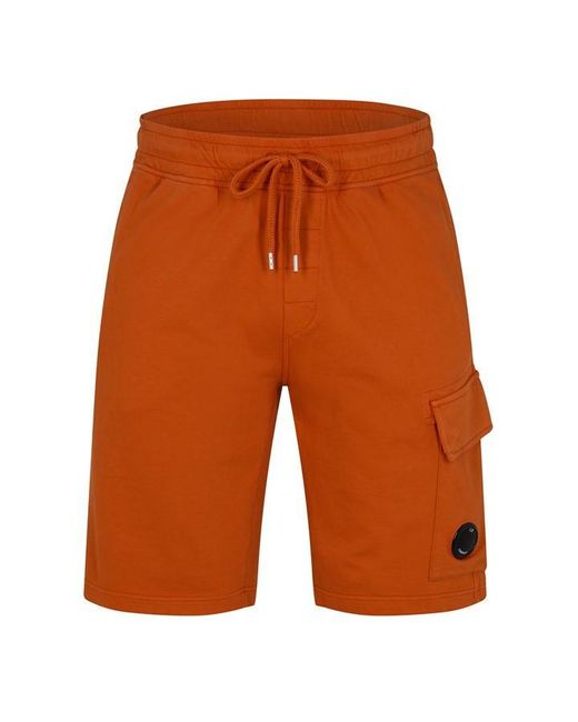 C P Company Orange Micro Lens Fleece Shorts for men