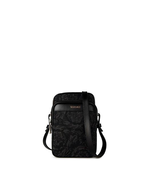 Versace Black Phone Bag Sn42 for men