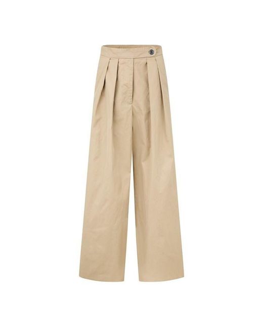 Dries Van Noten Natural Pleated Cotton Trousers