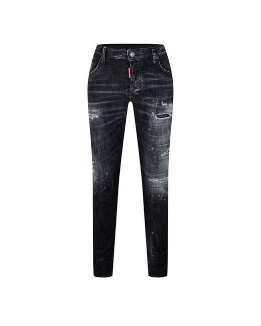 DSquared² Blue Distressed Paint Splatter Jeans for men