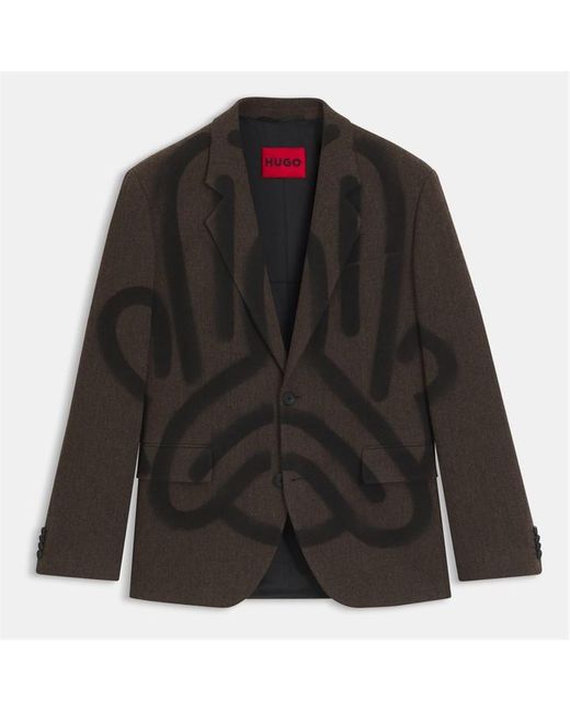 Hugo x RB Black Hugo Vcarb Karlo Wool Graphic Long Sleeve Blazer for men