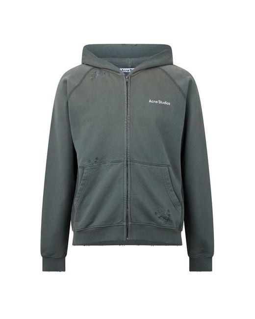 Acne Black Stamp Zip Hoodie for men