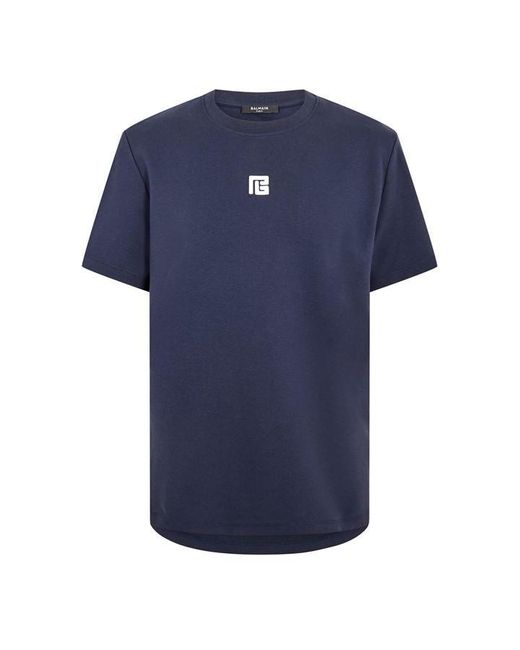 Balmain Blue Pb T-Shirt for men