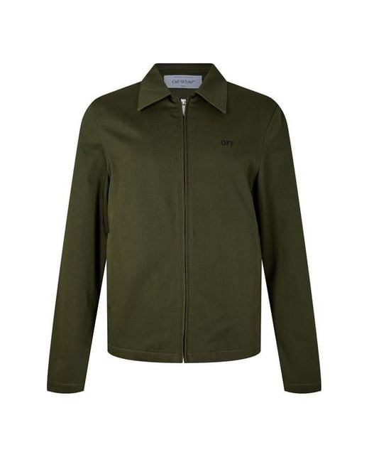 Off-White c/o Virgil Abloh Green Arrow Long Sleeve Zip Overshirt for men