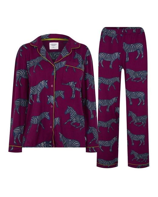 Chelsea Peers Purple Button Up Pyjama Set