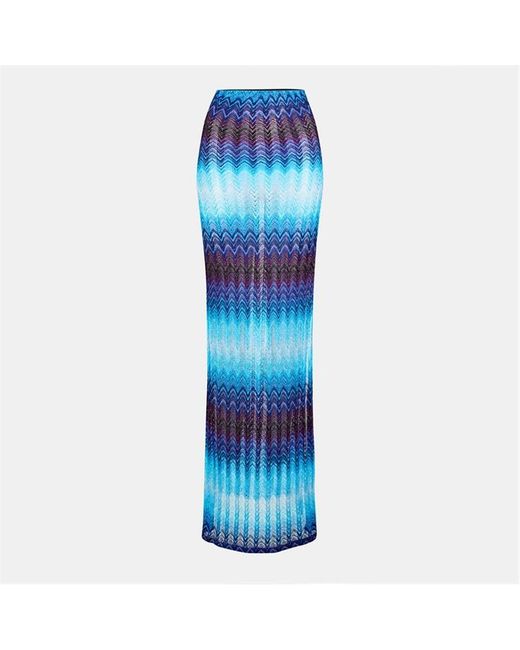 Missoni Blue Knit Floor Length Maxi Dress