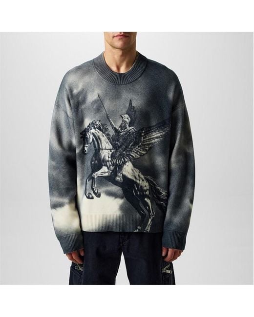 Represent Gray Mascot Knit Sweater for men