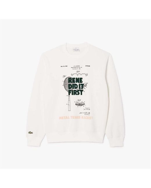 Lacoste White Relaxed Fit Piqué Motif Sweatshirt for men