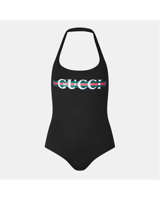 Gucci Black Sparkling Jersey Swimsuit With Print