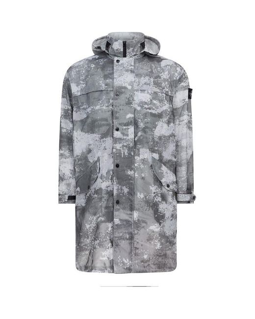 Stone Island Gray Concealed Hood Fishtail Parka for men