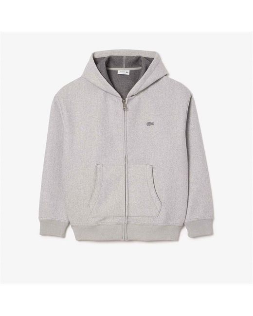 Lacoste Gray Loose Fit Zip-Up Hoodie for men
