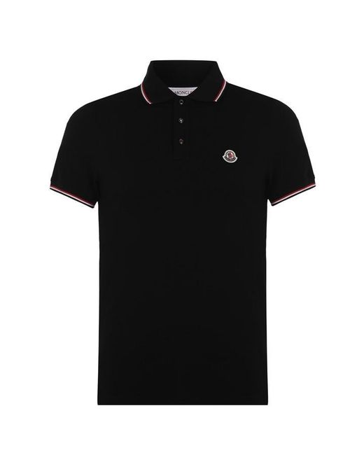 Moncler Black Logo Cotton Maglia Polo Shirt for men