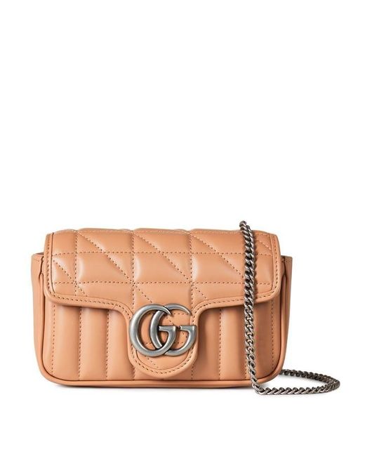 Gucci Brown Marmont gg Super Mini Quilted Shoulder Bag