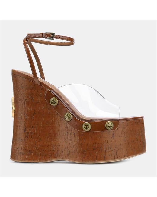 Naked Wolfe Brown Wedge Sandals