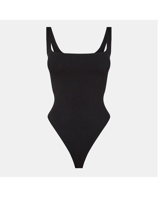 Naked Wardrobe Black Smooth Scooped Tank Bodysuit