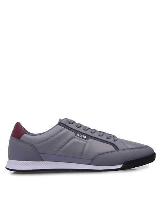 Boss Gray Nitan Mixed Material Trainers for men