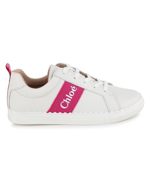 Chloé Pink Logo Print Trainers Junior