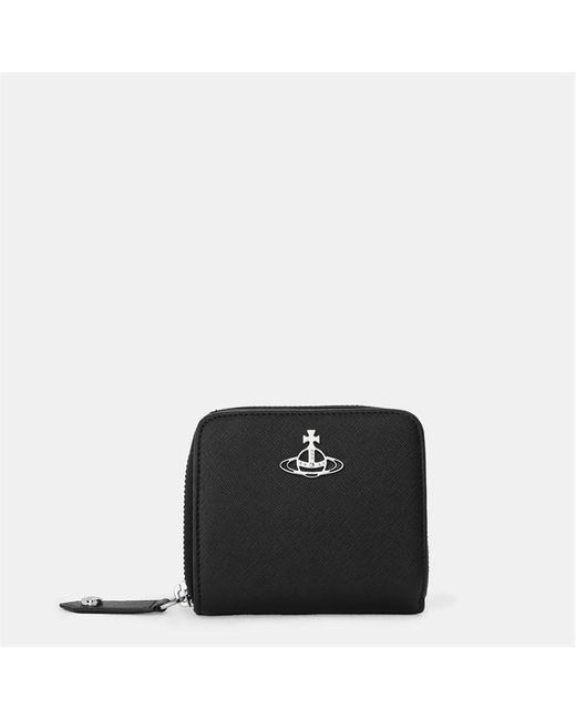 Vivienne Westwood Black Orb Emblem Zip Around Purse for men