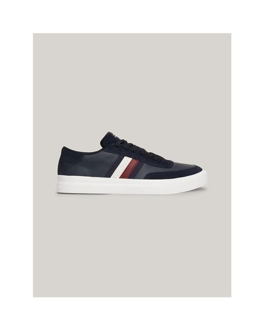 Tommy Hilfiger Blue Leather Signature Tape Trainers for men