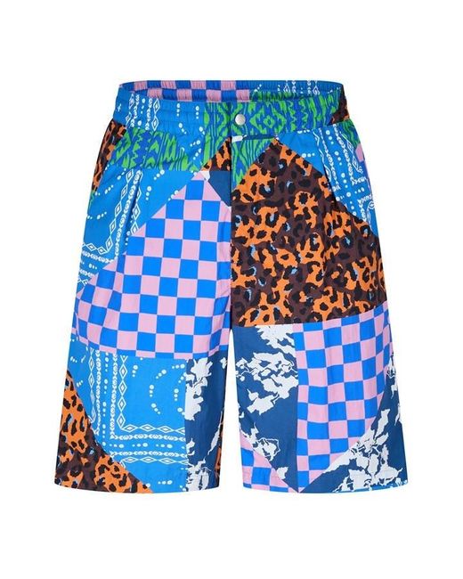 Marcelo Burlon Blue Multi-Panel Knee-Length Fleece Jogger Shorts for men