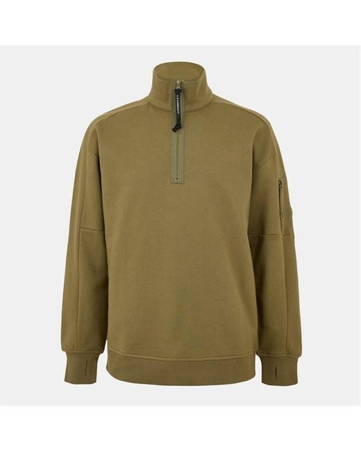 C P Company Green Lens Arm Quarter Zip Sweatshirt for men