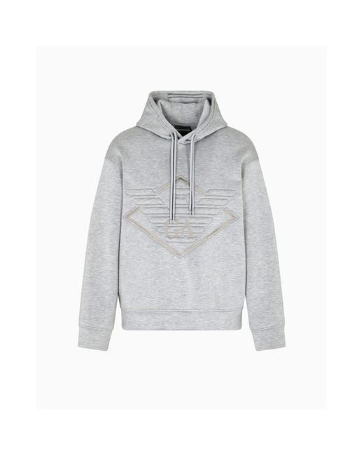 Emporio Armani Gray Large Eagle Hoodie for men