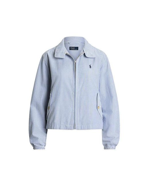 Polo Ralph Lauren Blue Seersucker Cotton Long Sleeve Windbreaker