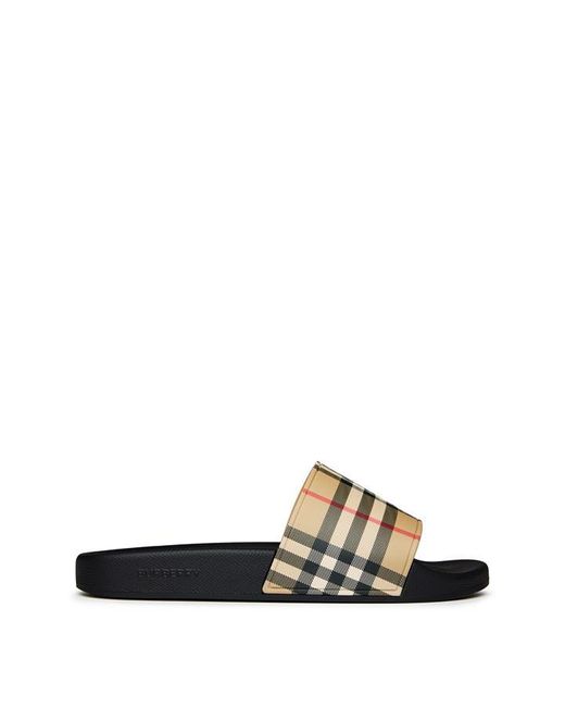 Burberry Brown Furley Check Slides for men