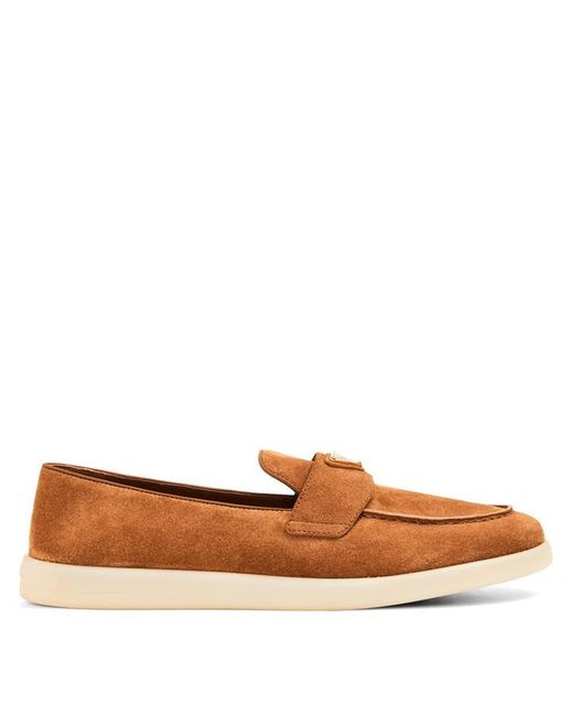 Prada Brown Suede Leather Loafers
