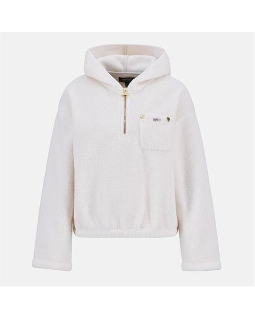 Barbour White Lola Fleece Hoodie