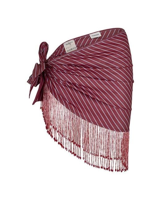 ANDAMANE Red Dolly Fringe Pareo Sarong