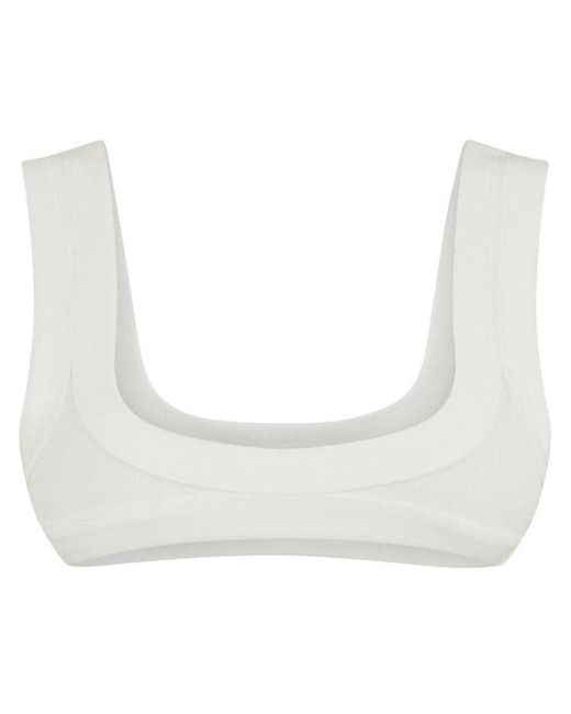 Alexander Wang White Ribbed Scoop Neck Bra