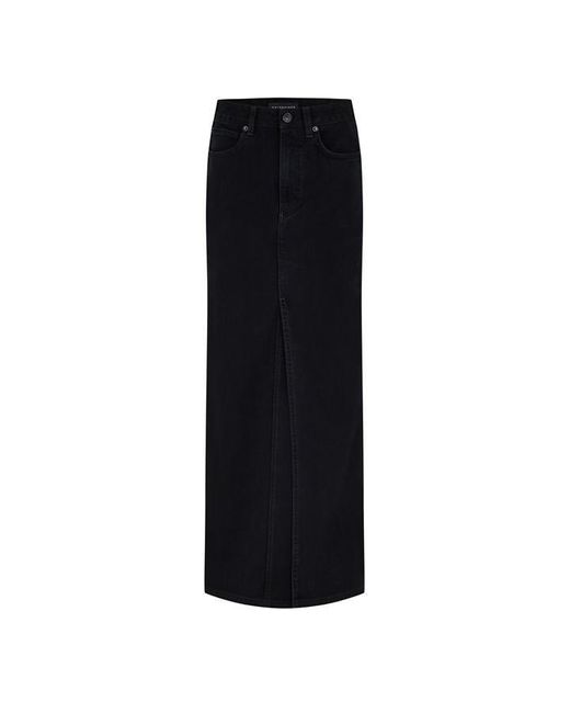 Balenciaga Black Denim Maxi Skirt