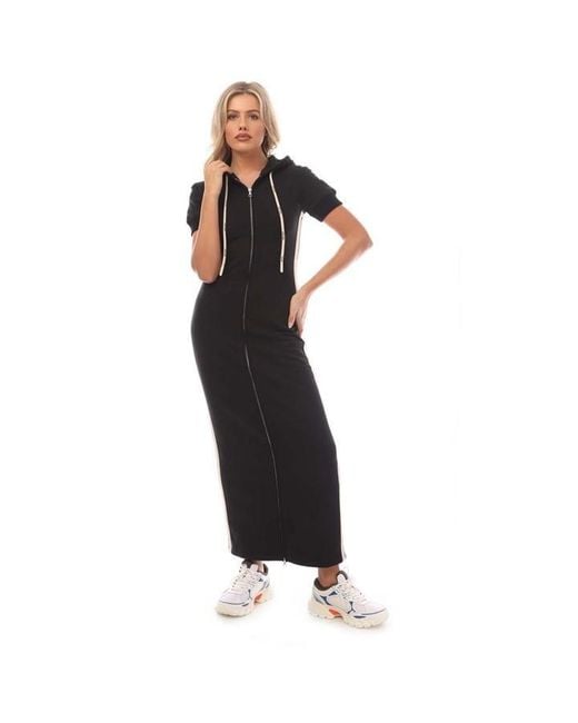 Palm Angels Black Fleece Hoodie Long Dress