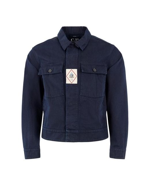 C P Company Blue Button Closure Tailored Fit Denim Jacket for men