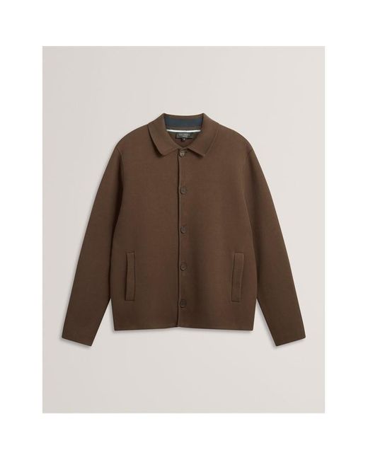 Ted Baker Brown Knitted Quilted Hybrid Jacket for men