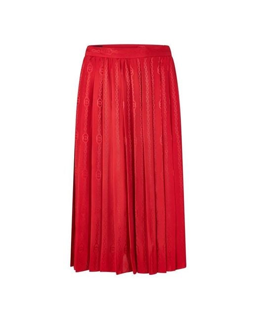Gucci Red Silk Skirt Ld63
