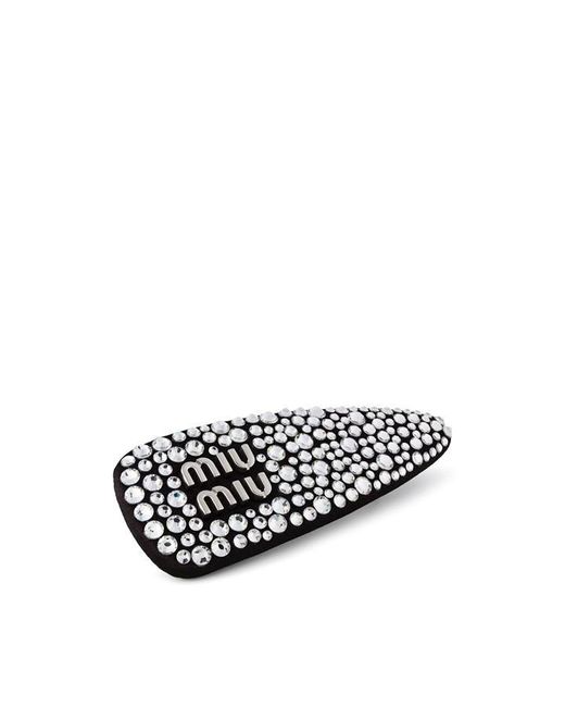 Miu Miu Black Duchesse Crystal-embellished Hair Clip
