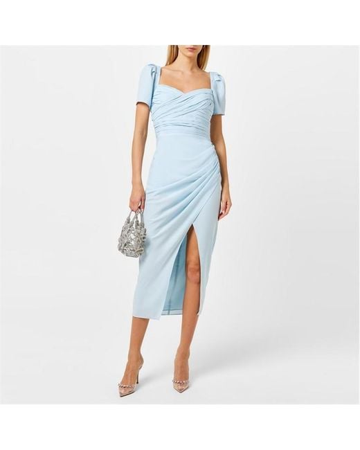 Self-Portrait Blue Crepe Midi Dress