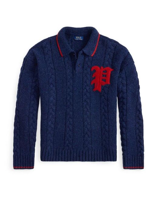 Polo Ralph Lauren Blue Knitted Long Sleeve Crew Neck Jumper for men