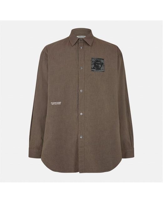 Undercover Brown Patterned Long Sleeve Shirt for men