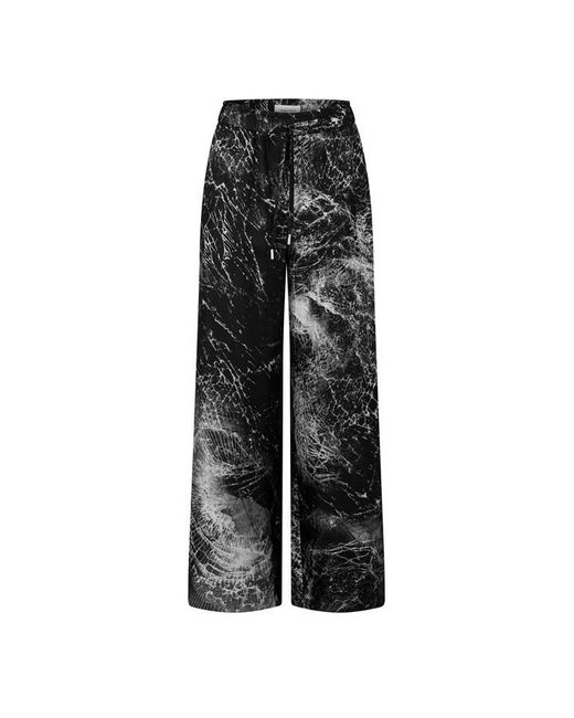 McQueen Black Smashed Screen Silk Trousers